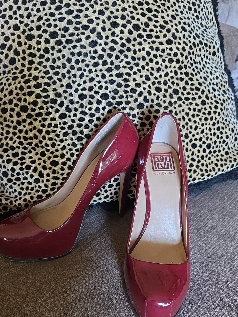 Pour La Victoire Wine Red Patent High Heel Pumps